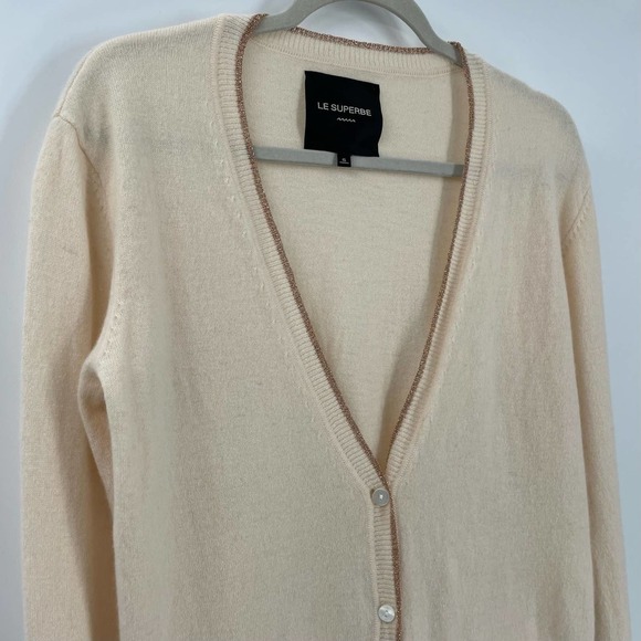 Le Superbe S The BFS Glitter Cashmere Cardigan Distressed - Picture 3 of 11